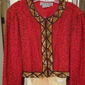 A.J. Bari vintage Vibrant Red Jacket with Gold Accents